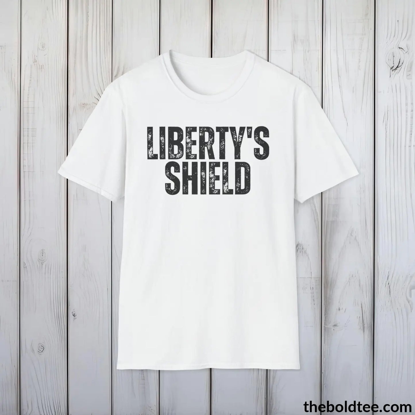 T-Shirt White / S LIBERTY'S SHIELD Military Tee - Strong & Versatile Cotton Crewneck T-Shirt - 9 Bold Colors