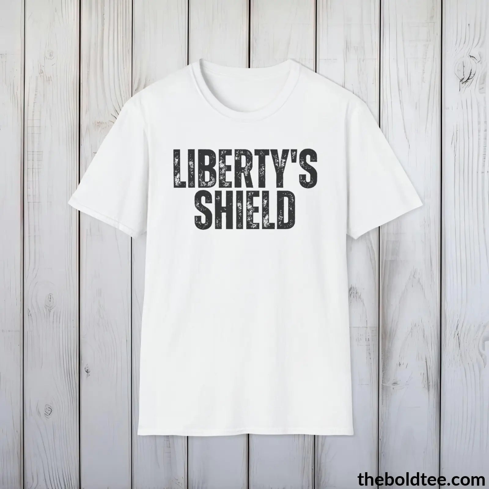 T-Shirt White / S LIBERTY'S SHIELD Military Tee - Strong & Versatile Cotton Crewneck T-Shirt - 9 Bold Colors