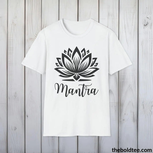 T-Shirt White / S Mantra Yoga Tee - Sustainable & Soft Cotton Crewneck Unisex T-Shirt - 9 Bold Colors