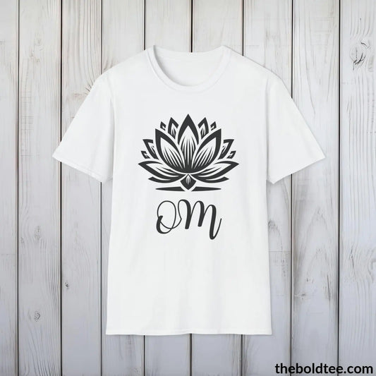 T-Shirt White / S OM Yoga Tee - Sustainable & Soft Cotton Crewneck Unisex T-Shirt - 9 Bold Colors