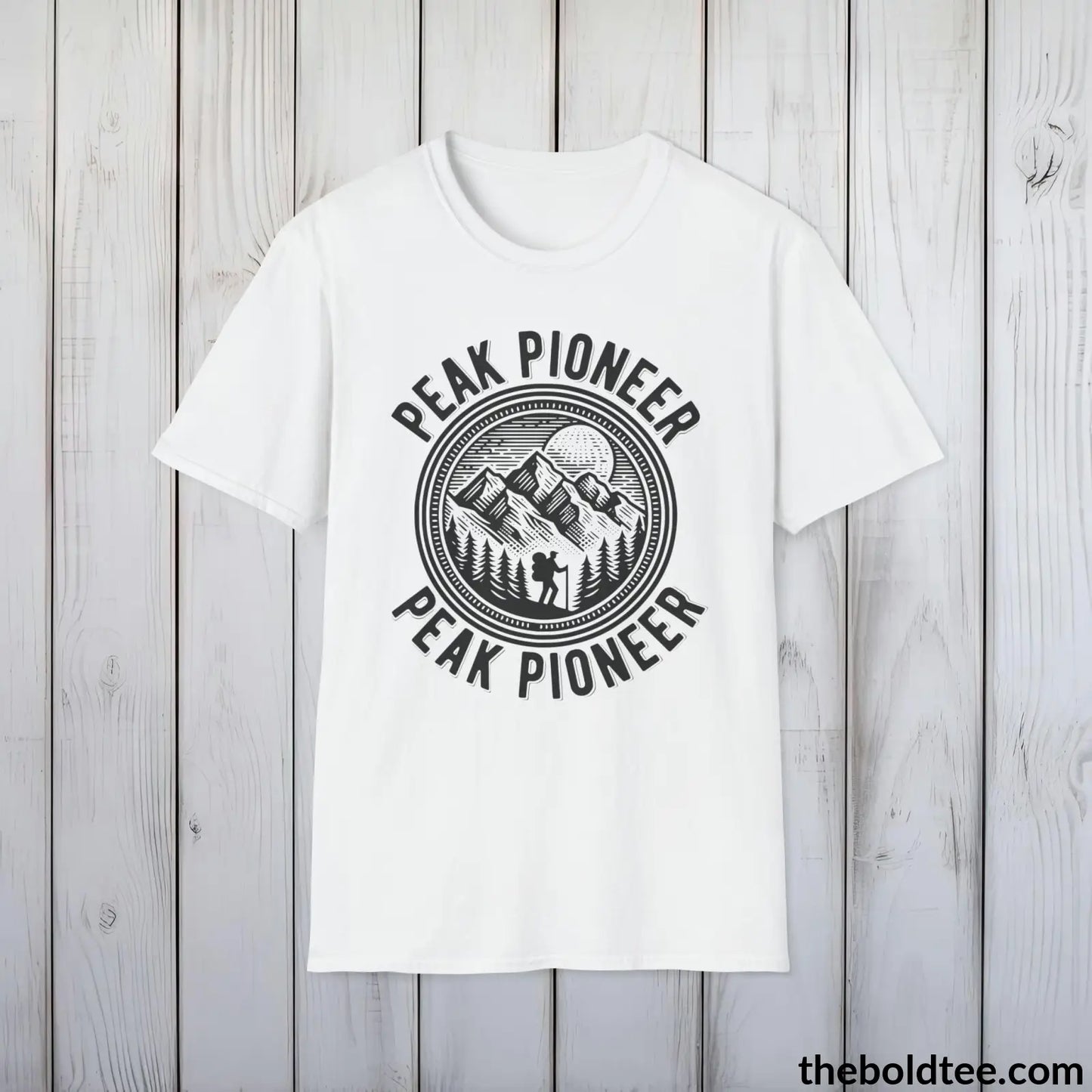 T-Shirt White / S PEAK PIONEER Hiking Tee - Sustainable & Soft Cotton Crewneck Unisex T-Shirt - 8 Trendy Colors