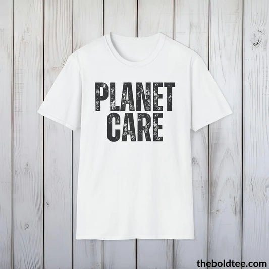 T-Shirt White / S PLANET CARE Tee - Casual, Sustainable & Soft Cotton Crewneck Unisex T-Shirt - 9 Bold Colors