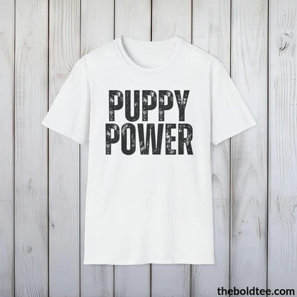 T-Shirt White / S PUPPY POWER Tee - Sustainable & Soft Cotton Crewneck Unisex T-Shirt - 9 Bold Colors