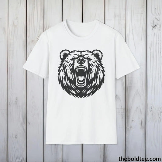 T-Shirt White / S Roaring Bear Tee - Bold Urban Cotton T-Shirt - 9 Bright Colors Available