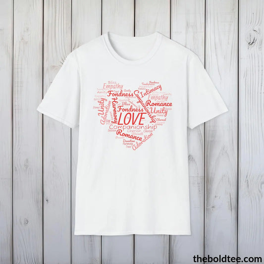 T-Shirt White / S Romantic Love Typography Art T-Shirt - Whispers of Romance Word Art Tee - Perfect Lovers Gift for Girlfriend or Wife - 9 Trendy Colors