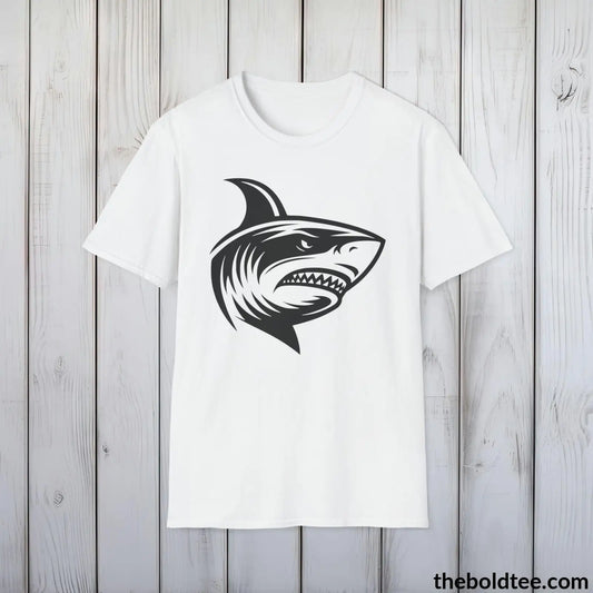 T-Shirt White / S Shark Tee - Casual, Sustainable & Soft Cotton Crewneck Unisex T-Shirt - in 9 Bold Colors