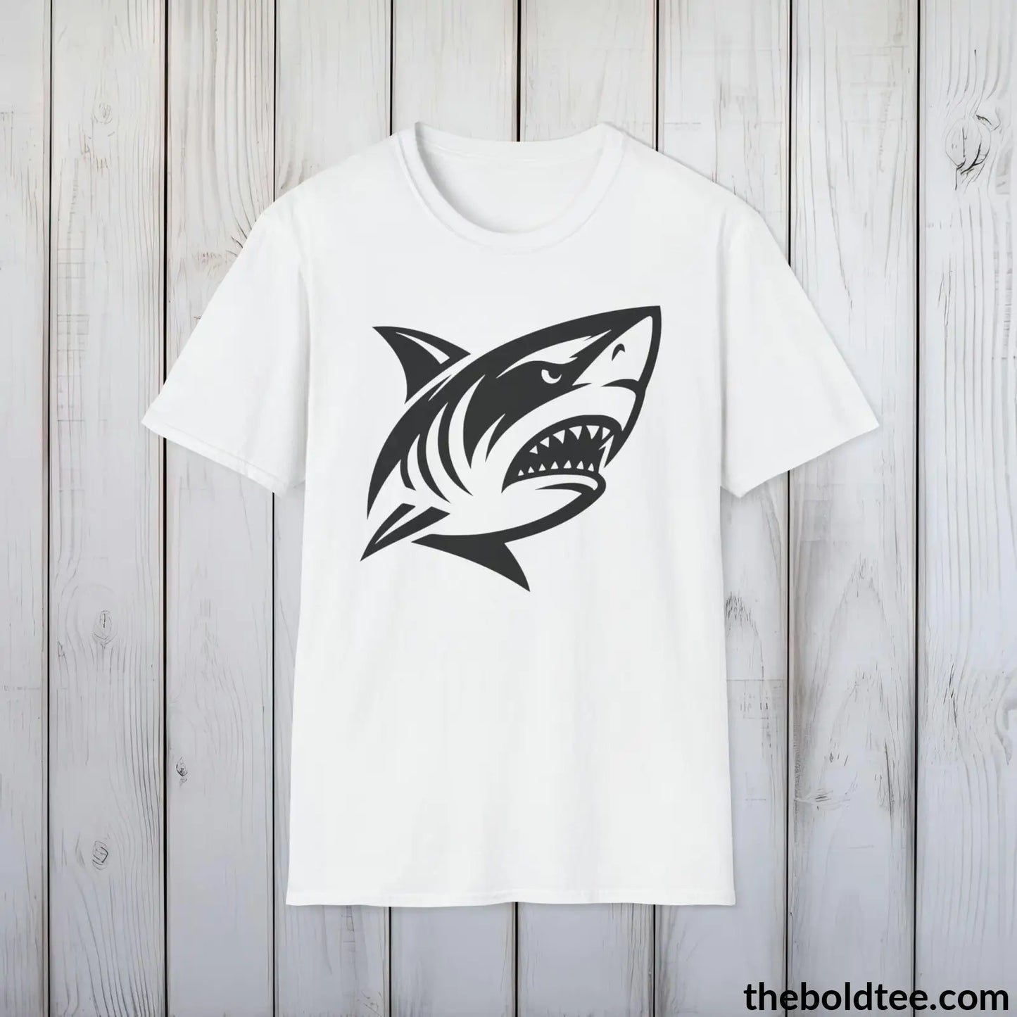 T-Shirt White / S Shark Tee - Casual, Sustainable & Soft Cotton Crewneck Unisex T-Shirt - in 9 Bold Colors