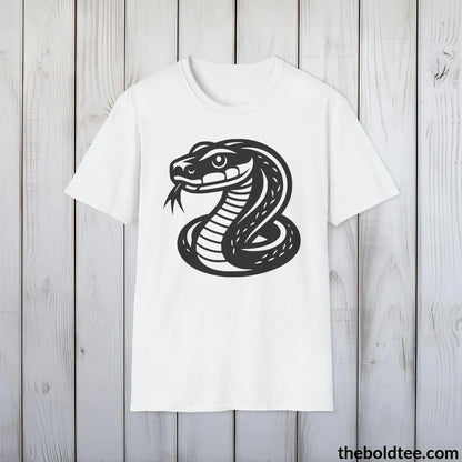 T-Shirt White / S Snake Tee - Casual, Sustainable & Soft Cotton Crewneck Unisex T-Shirt - in 9 Bold Colors