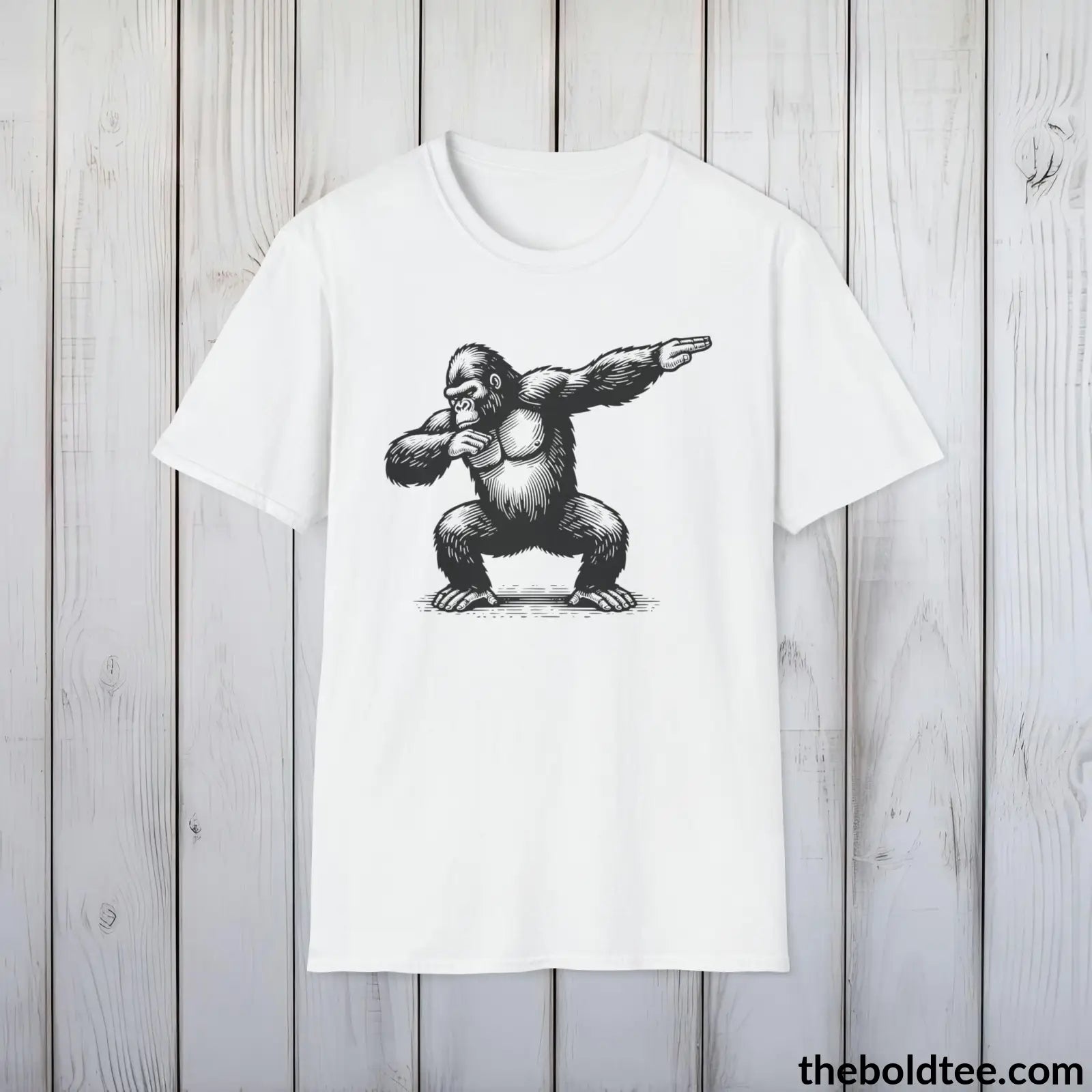 T-Shirt White / S The Bold Gorilla Dap Tee - Casual, Sustainable & Soft Cotton Crewneck Unisex T-Shirt - in 9 Bold Colors