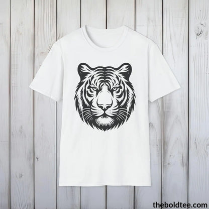 T-Shirt White / S Tiger Tee - Casual, Sustainable & Soft Cotton Crewneck Unisex T-Shirt - in 9 Bold Colors