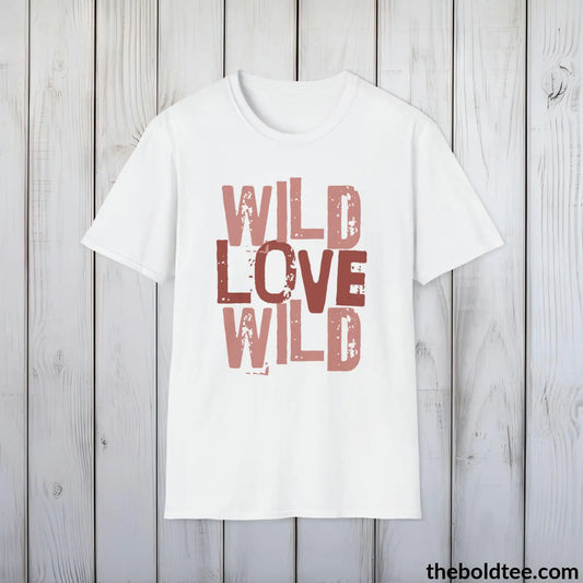 T-Shirt White / S Wild Love Graphic T-Shirt - Soft Casual Positive Love Quote Shirt - Adventurous Love Quote Inspirational Tee - 8 Stylish Trendy Colors