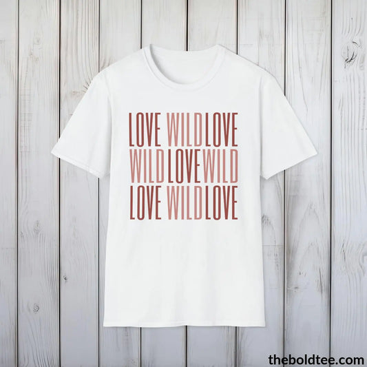 T-Shirt White / S Wild Love Wild Graphic T-Shirt - Soft Casual Positive Love Quote Shirt - Adventurous Love Quote Inspirational Tee - 8 Stylish Trendy Colors