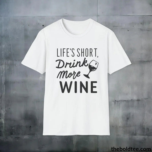 T-Shirt White / S Wine Lover's Delight T-Shirt - Wine Enthusiast's Softstyle Shirt - Perfect Gift for Cool Friends - 100% Ring-Spun Cotton - 3 Colors