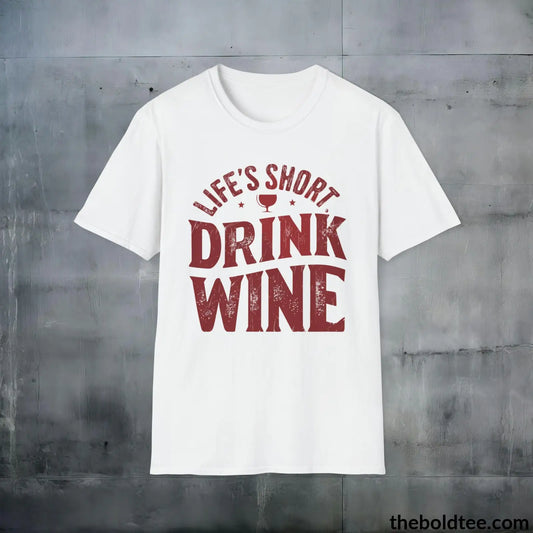 T-Shirt White / S Wine Lover's Delight T-Shirt - Wine Enthusiast's Softstyle Shirt - Perfect Gift for Cool Friends - 100% Ring-Spun Cotton - 3 Colors