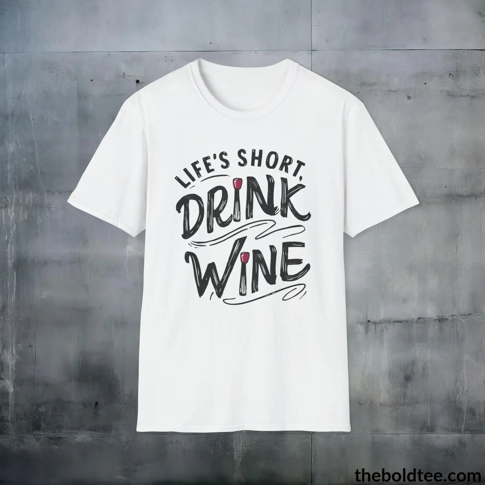 T-Shirt White / S Wine Lover's Delight T-Shirt - Wine Enthusiast's Softstyle Shirt - Perfect Gift for Cool Friends - 100% Ring-Spun Cotton - 3 Colors