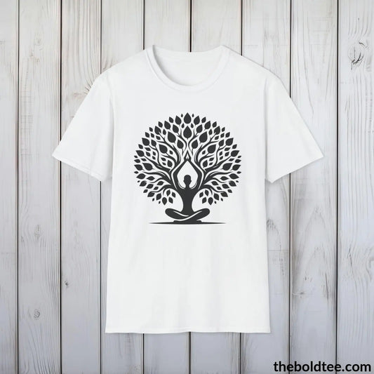 T-Shirt White / S Yoga Tee - Sustainable & Soft Cotton Crewneck Unisex T-Shirt - 9 Bold Colors