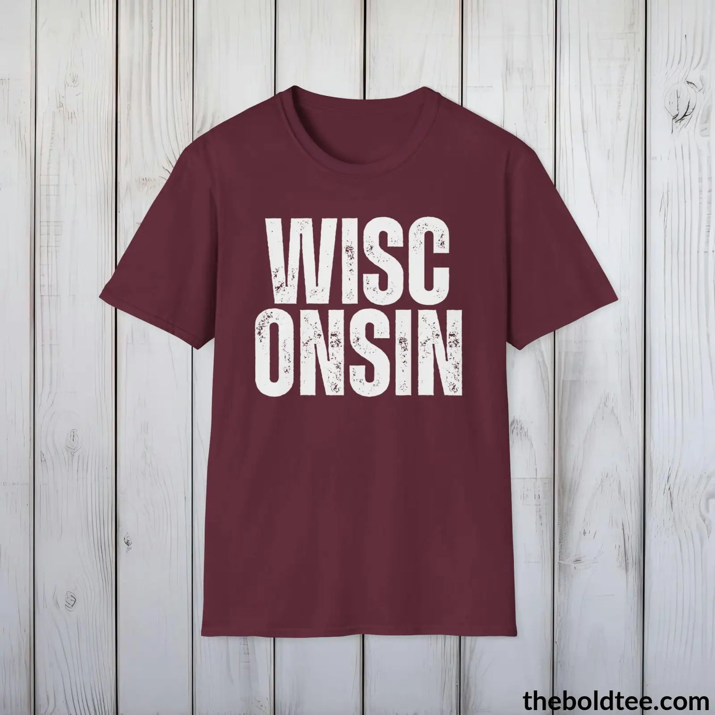 T-Shirt WISCONSIN - Casual, Sustainable & Soft Cotton Crewneck Unisex T-Shirt - 9 Bold Colors