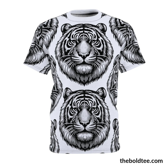 The Tiger Tee - Premium All Over Print Crewneck Black Stitching / 6 Oz. S Prints