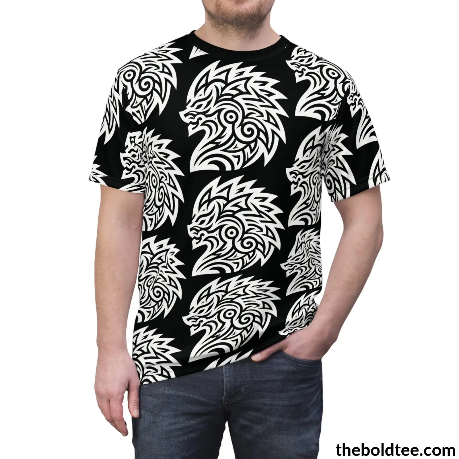 Tribal Pattern Tee - Premium All Over Print Crewneck Prints