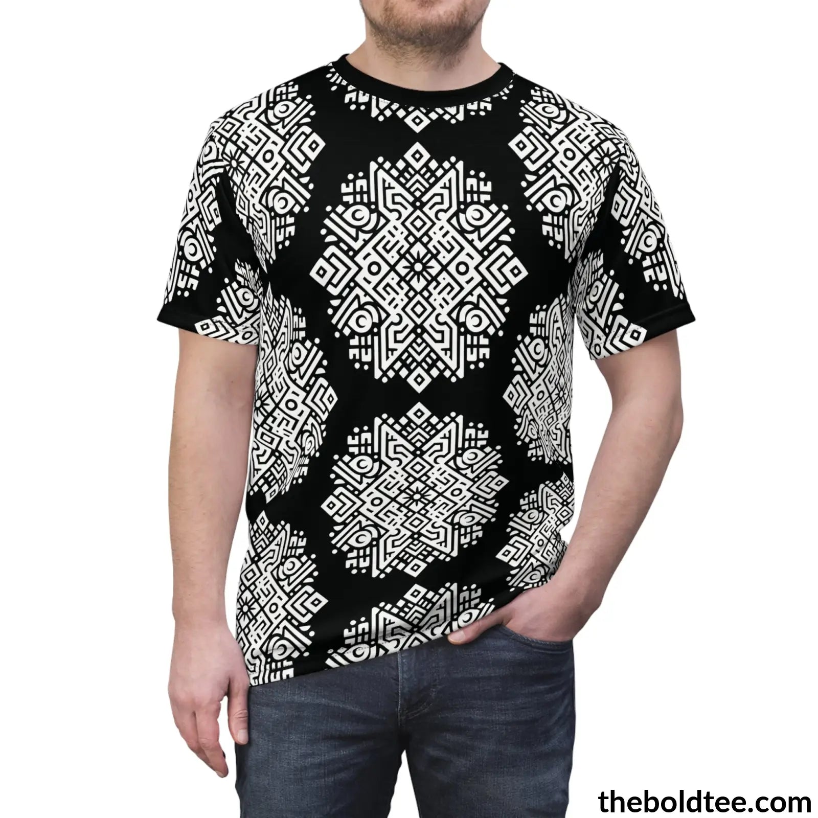 Tribal Pattern Tee - Premium All Over Print Crewneck Prints