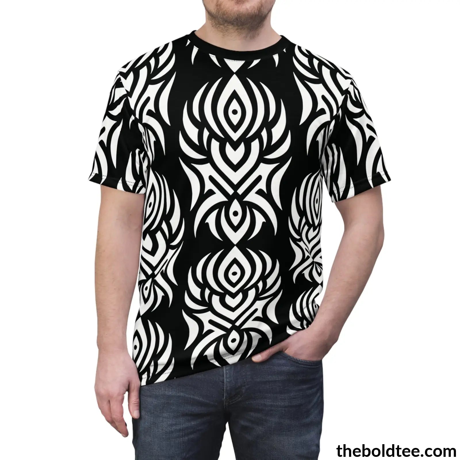 Tribal Pattern Tee - Premium All Over Print Crewneck Prints