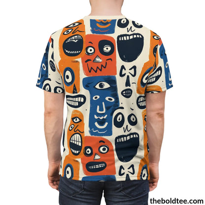 Ugly Faces Tee - Premium All Over Print Crewneck Shirt Prints