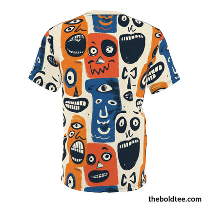 Ugly Faces Tee - Premium All Over Print Crewneck Shirt Prints