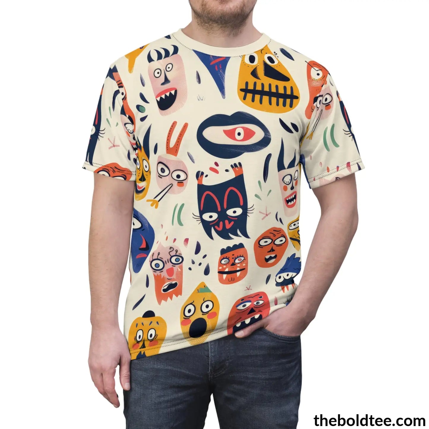 Ugly Faces Tee - Premium All Over Print Crewneck Shirt Prints