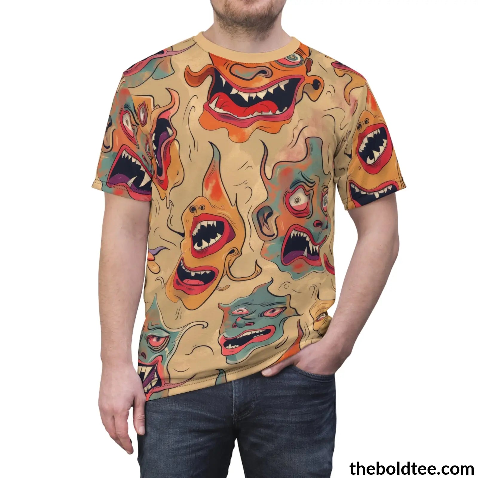 Ugly Faces Tee - Premium All Over Print Crewneck Shirt Prints