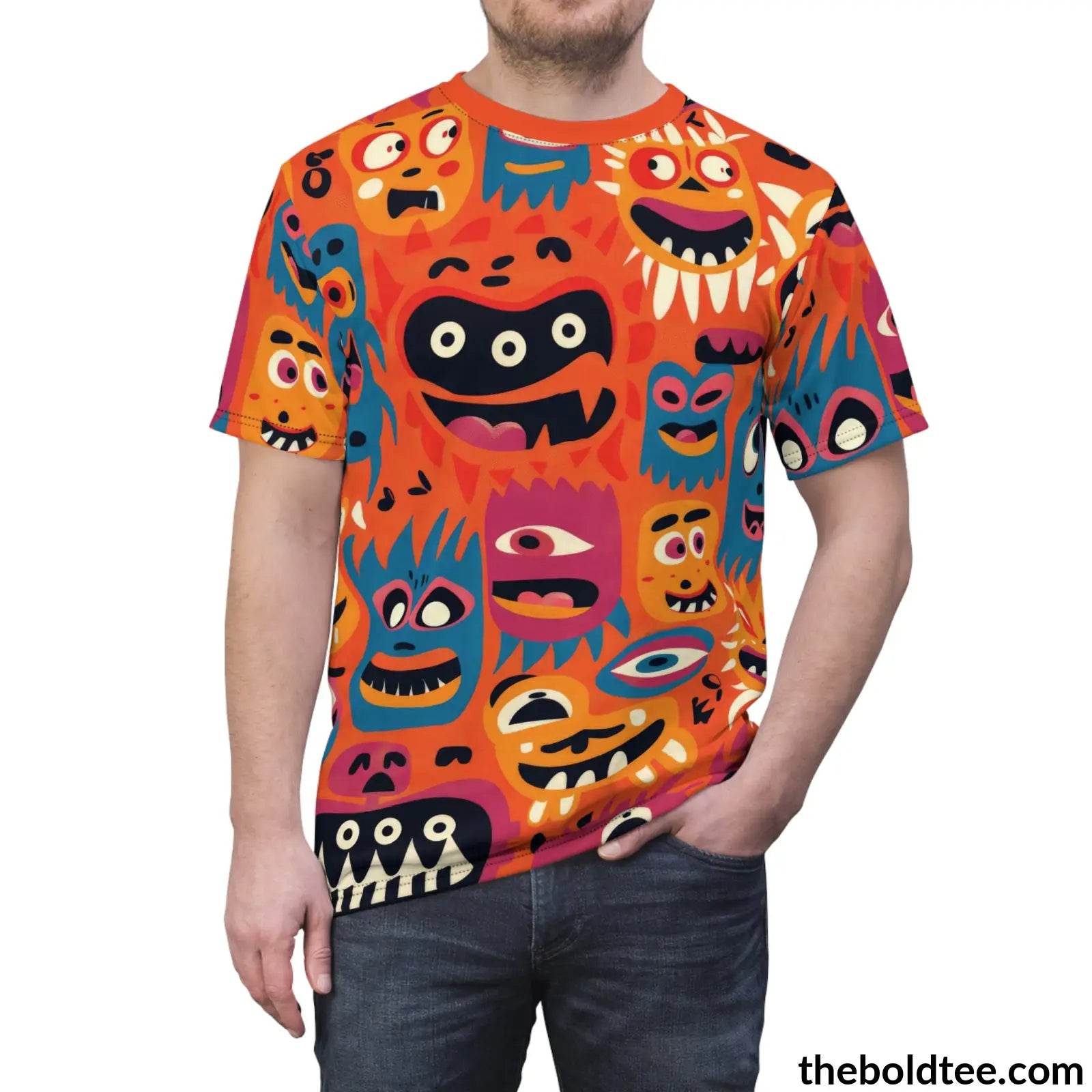 Ugly Faces Tee - Premium All Over Print Crewneck Shirt Prints