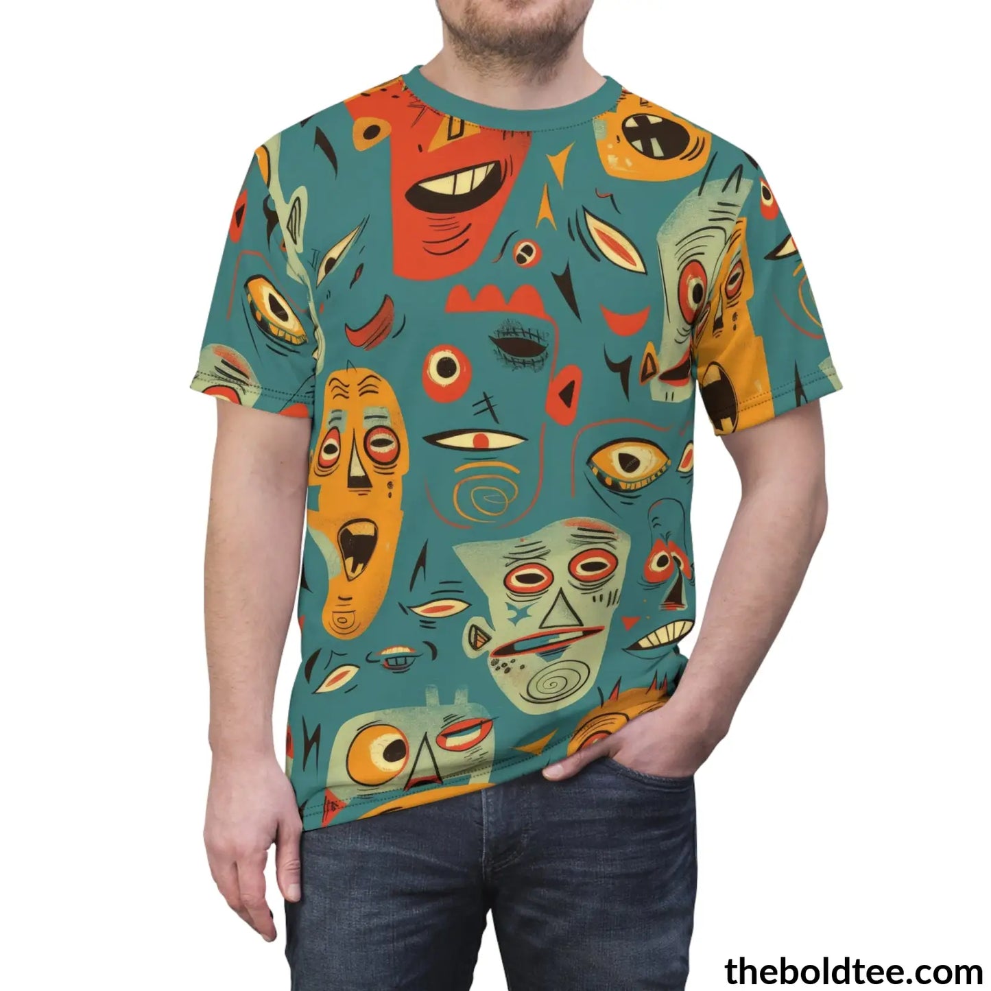 Ugly Faces Tee - Premium All Over Print Crewneck Shirt Prints