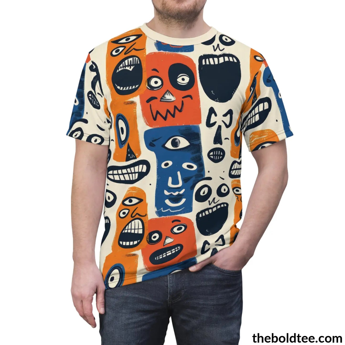 Ugly Faces Tee - Premium All Over Print Crewneck Shirt Prints