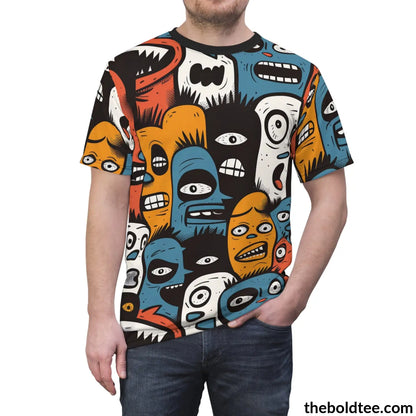 Ugly Faces Tee - Premium All Over Print Crewneck Shirt Prints