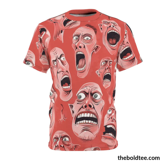 Ugly Faces Tee - Premium All Over Print Crewneck Shirt Black Stitching / 6 Oz. S Prints