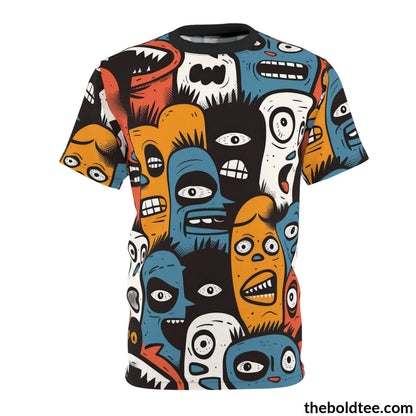 Ugly Faces Tee - Premium All Over Print Crewneck Shirt S Prints