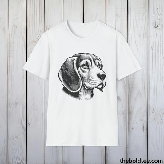 Vintage Beagle Dog Tee - Sustainable & Soft Cotton Crewneck Unisex T - Shirt 9 Bold Colors White / S