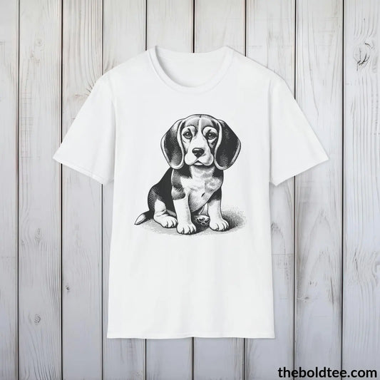 Vintage Beagle Dog Tee - Sustainable & Soft Cotton Crewneck Unisex T - Shirt 9 Bold Colors White / S