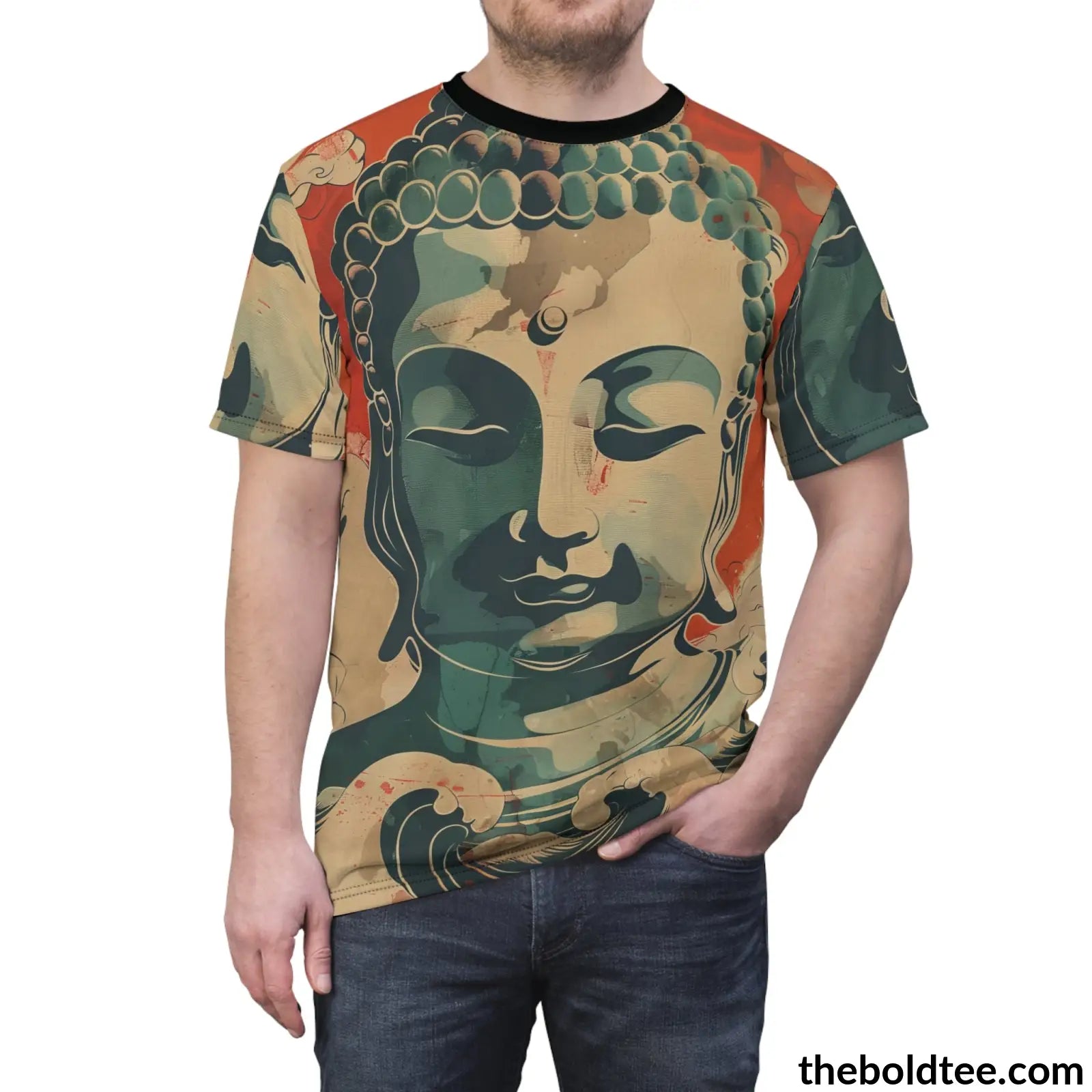 Vintage Buddha Tee - Premium All Over Print Crewneck Shirt Prints