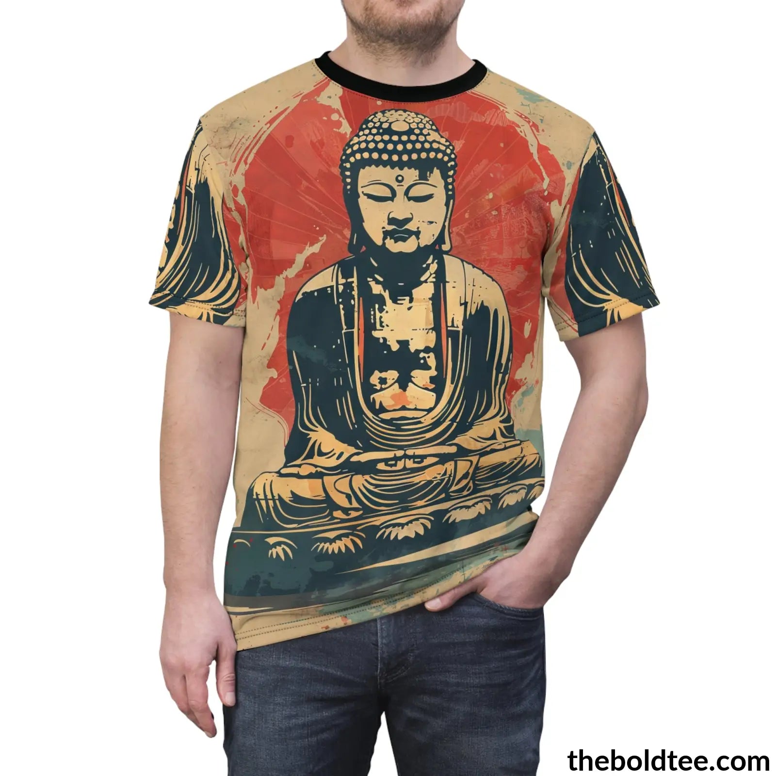 Vintage Buddha Tee - Premium All Over Print Crewneck Shirt Prints