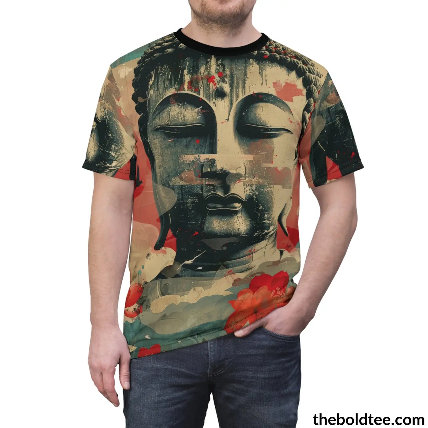 Vintage Buddha Tee - Premium All Over Print Crewneck Shirt Prints