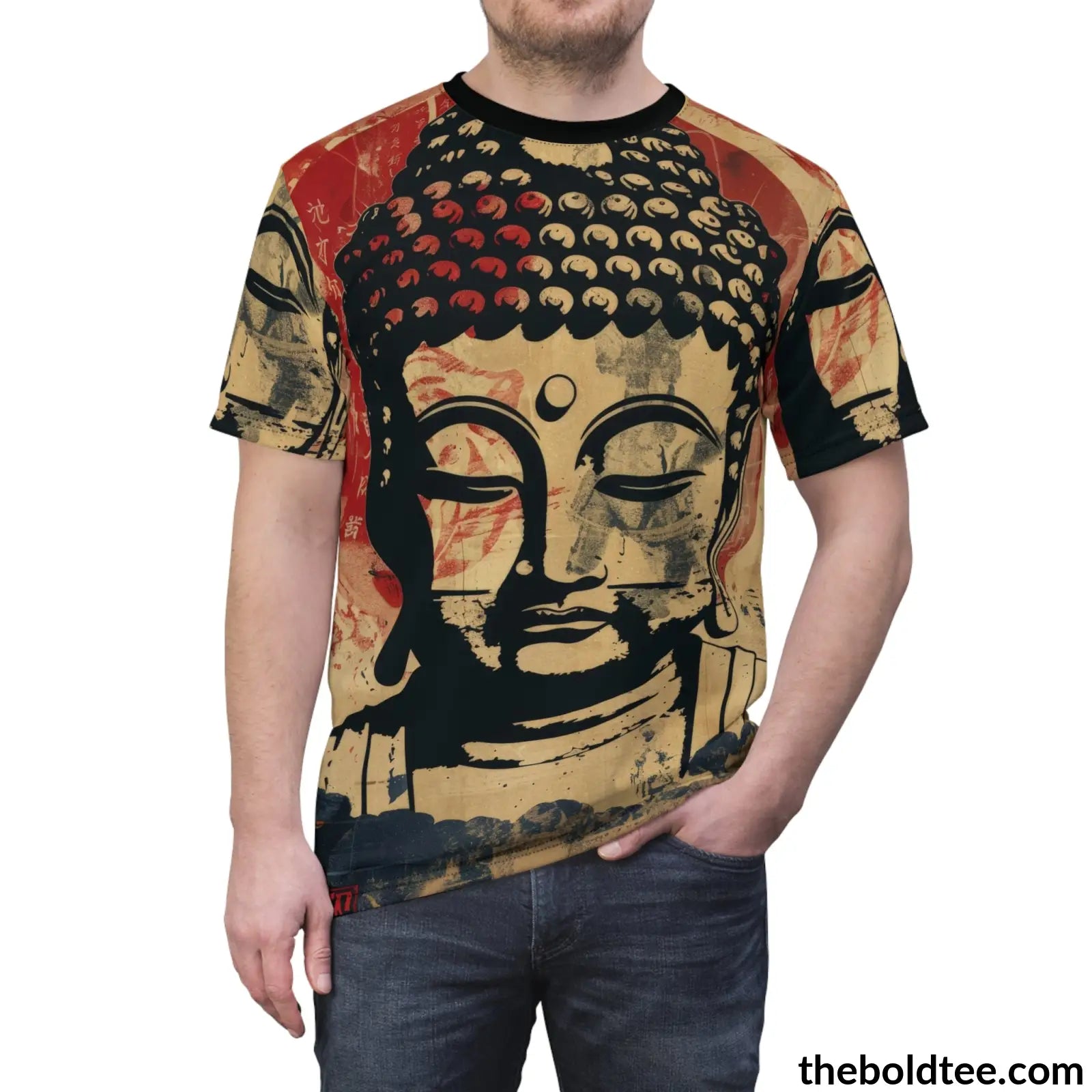 Vintage Buddha Tee - Premium All Over Print Crewneck Shirt Prints