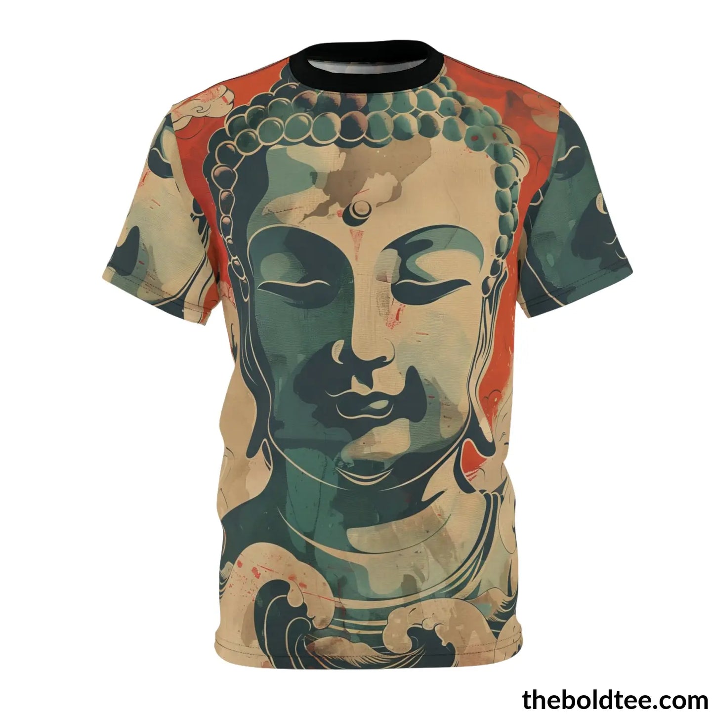 Vintage Buddha Tee - Premium All Over Print Crewneck Shirt Black Stitching / 6 Oz. S Prints