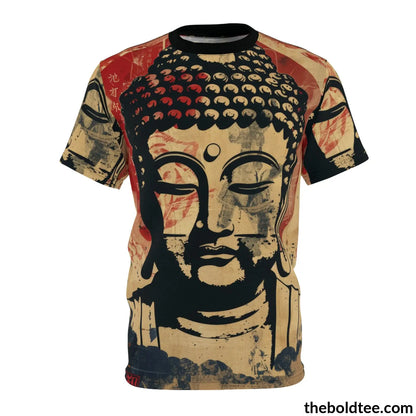 Vintage Buddha Tee - Premium All Over Print Crewneck Shirt Black Stitching / 6 Oz. S Prints