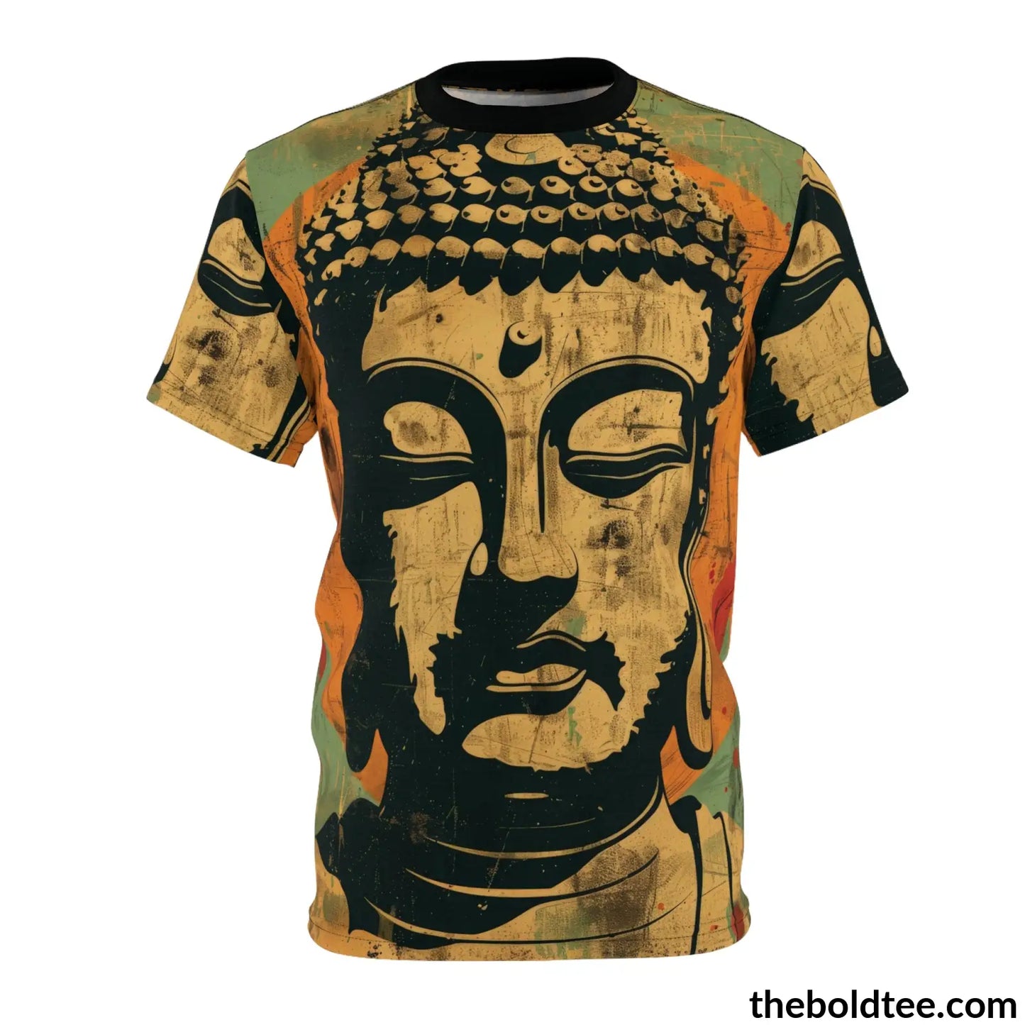 Vintage Buddha Tee - Premium All Over Print Crewneck Shirt Black Stitching / 6 Oz. S Prints