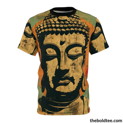 Vintage Buddha Tee - Premium All Over Print Crewneck Shirt Black Stitching / 6 Oz. S Prints