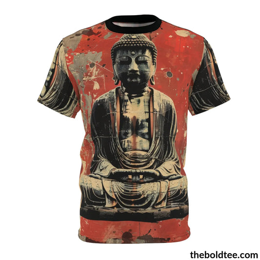 Vintage Buddha Tee - Premium All Over Print Crewneck Shirt Black Stitching / 6 Oz. S Prints
