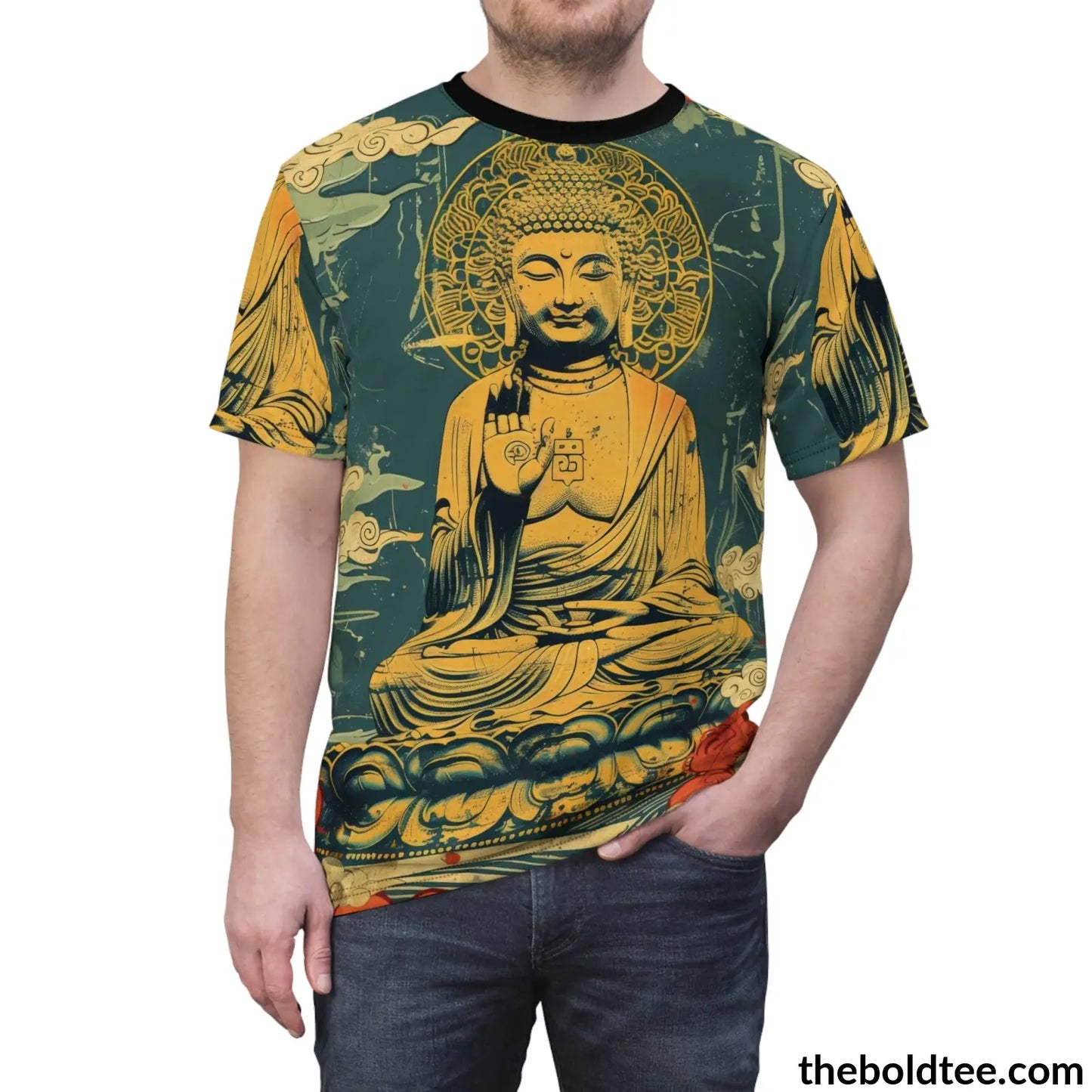 Vintage Buddha Tee - Premium All Over Print Crewneck Shirtt Prints