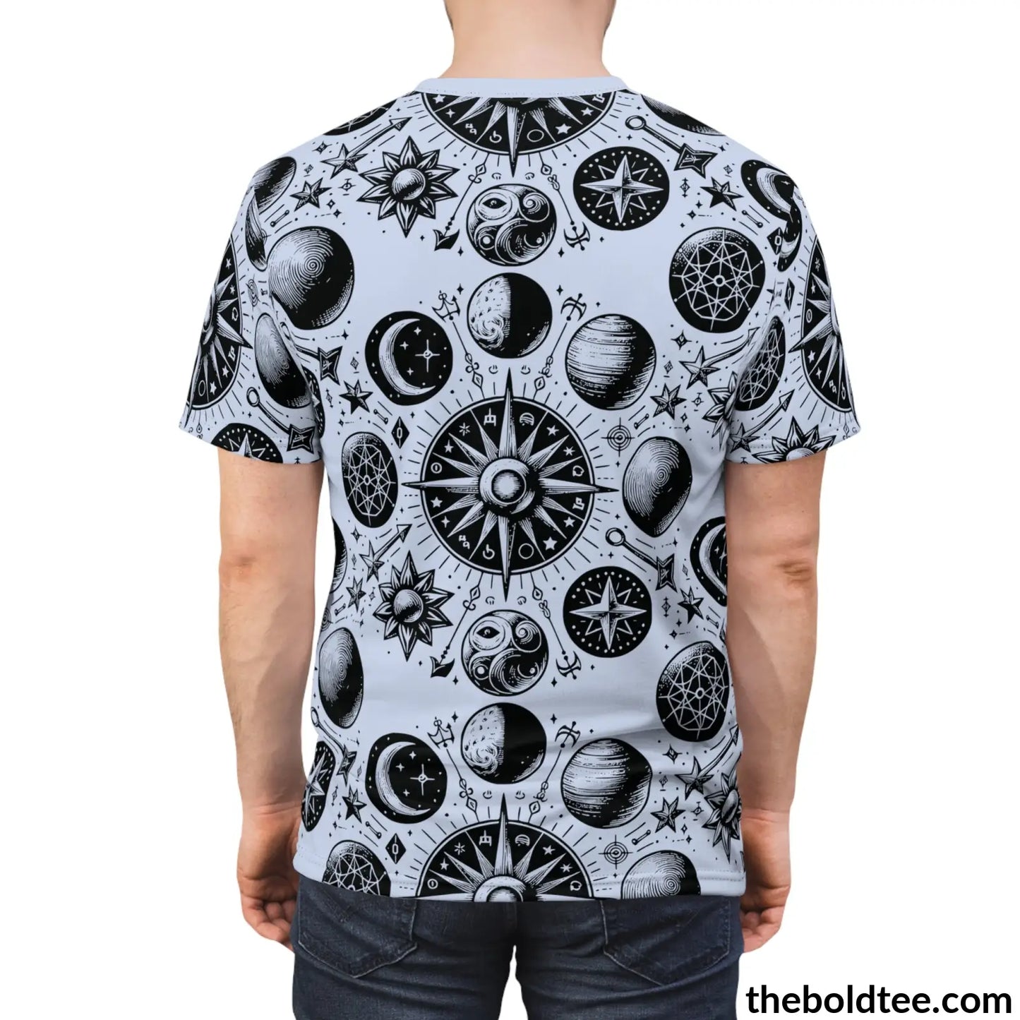 Vintage Celestial Pattern Tee - Premium All Over Print Crewneck Prints