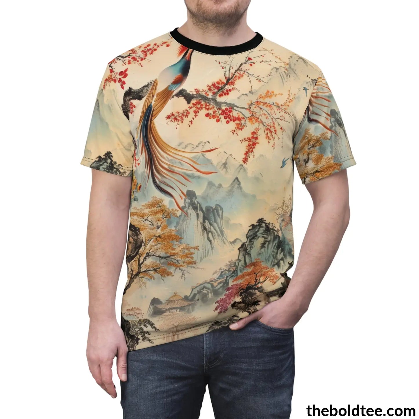 Vintage Chinese Tee - Premium All Over Print Crewneck Shirt Prints