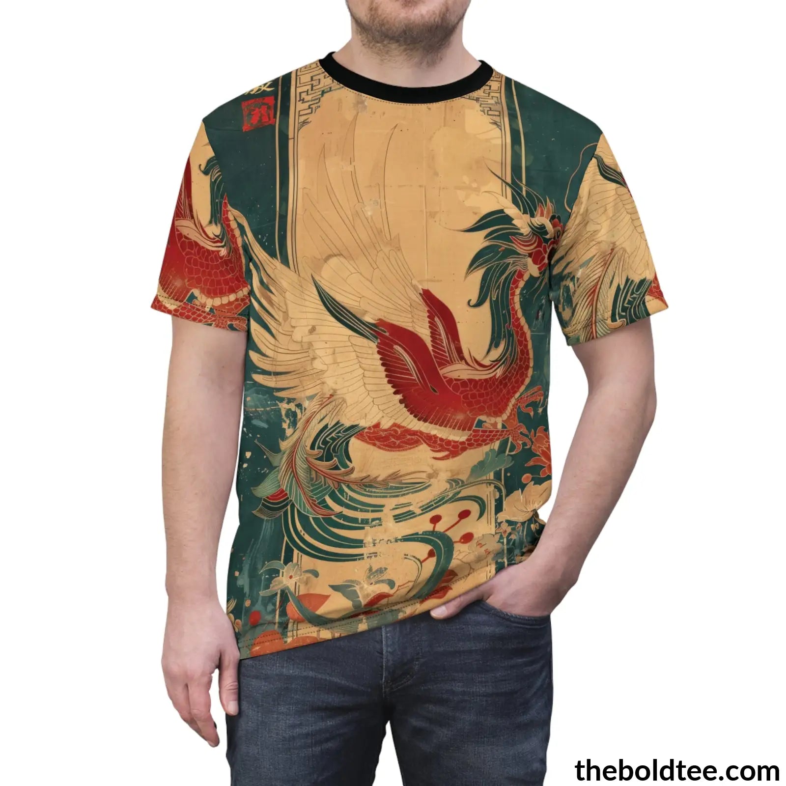 Vintage Chinese Tee - Premium All Over Print Crewneck Shirt Prints